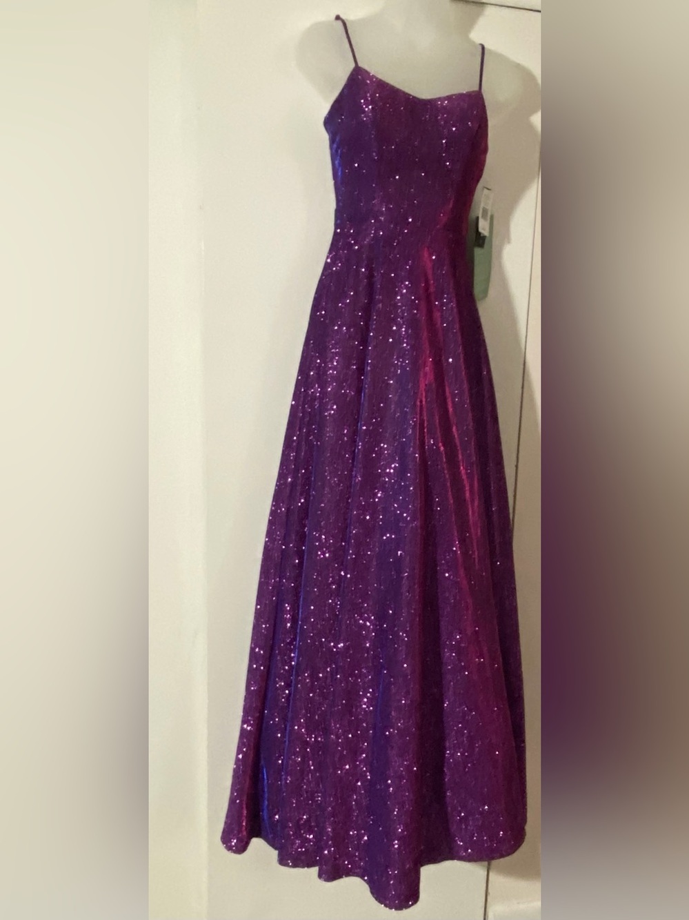 City Triangles Sparkling Purple Spaghetti-Strap Ball Gown